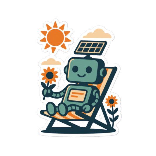Chill Robot Sticker – Relaxing Tech Buddy for Laptops, Journals & More